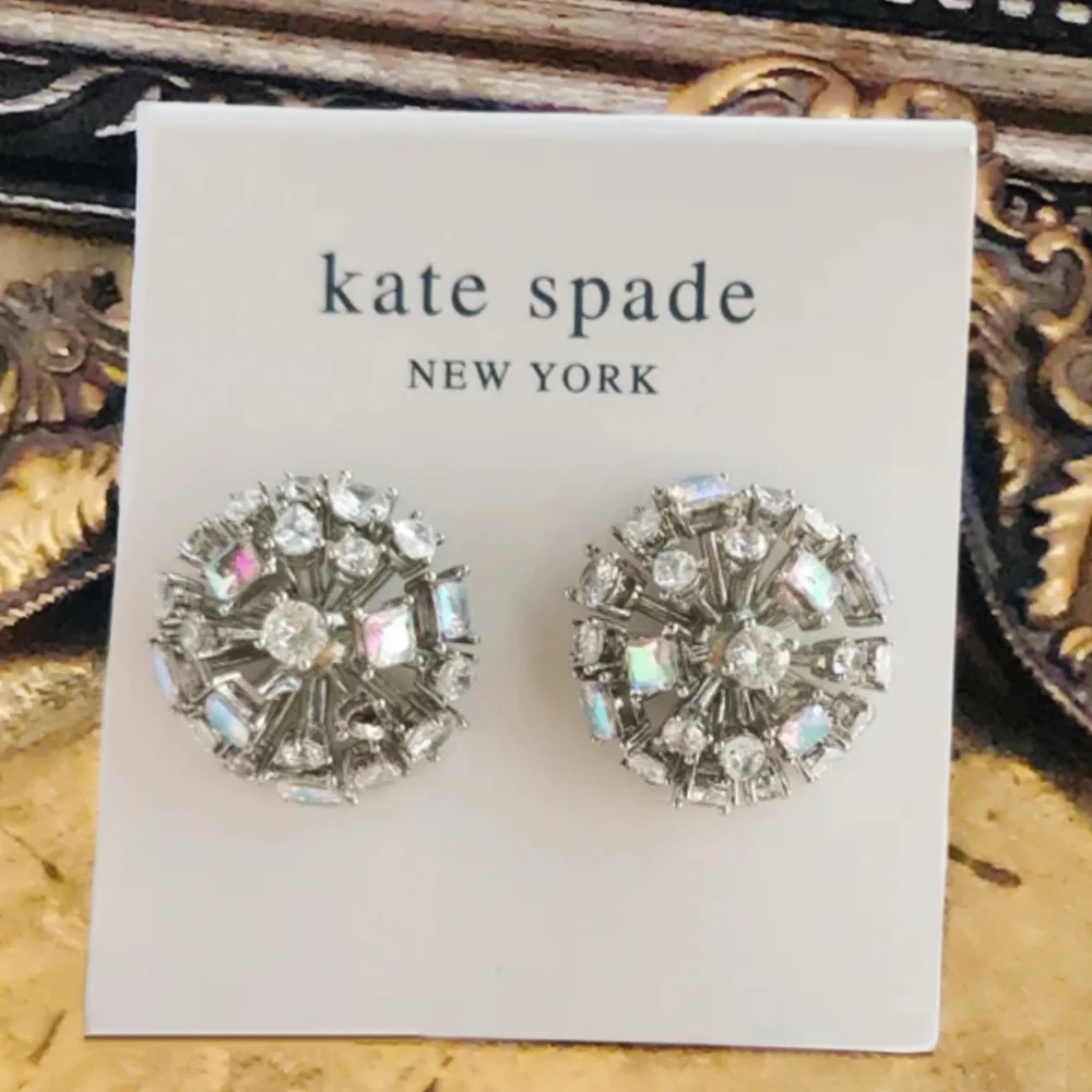 KATE SPADE • Beaming Bright Silver Clear Crystal Earrings